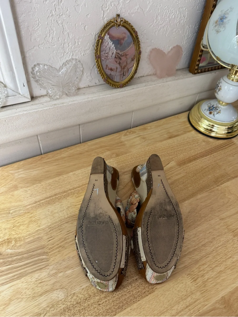 2000s Dreamy Whimsical Kenzie Patchwork Braided Platform Wedges Size 9 Y2K Fairy